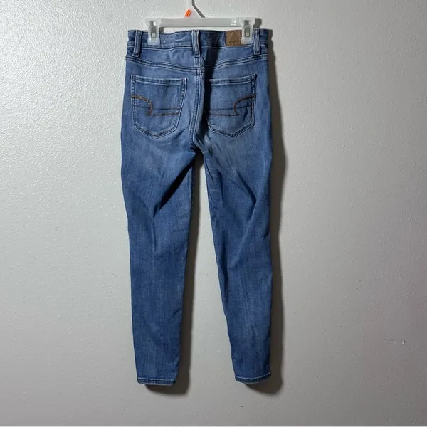 American Eagle Women Blue Jegging Crop Jeans Next Level‎ Stretch size 0 Short. - Image 5