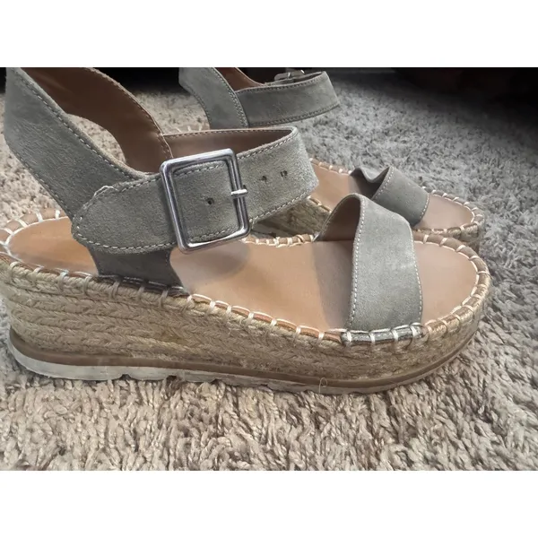 Universal‎ Thread Women's Gray Faux Suede Espadrille Platform Wedge Sandals 7.5 - Image 2