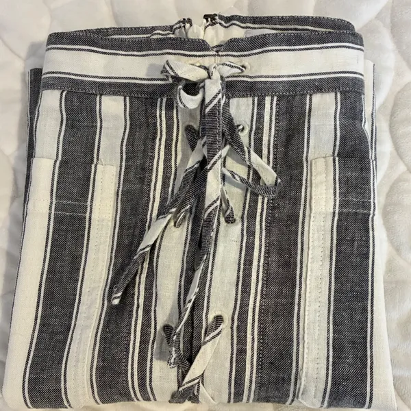 Madewell Mini‎ Skirt Striped Lace Up Front Pockets Casual Women's Size 6 - Image 4
