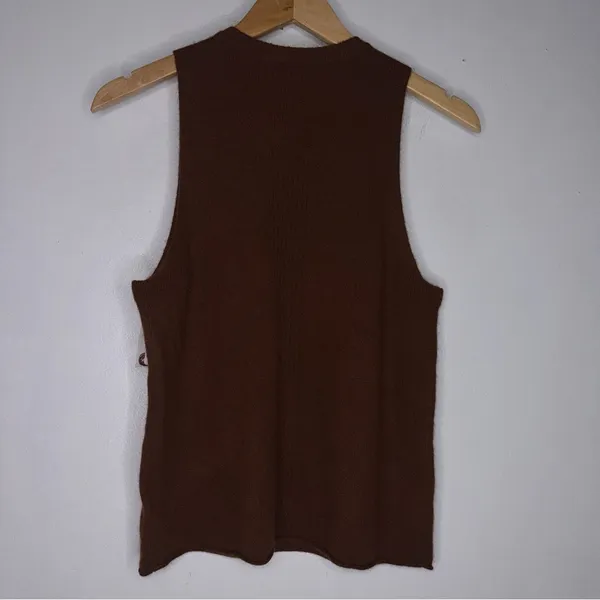 anthropologie M The Cashmere Collection Cedar Brown Sleeveless‎ Sweater CP2006 - Image 2