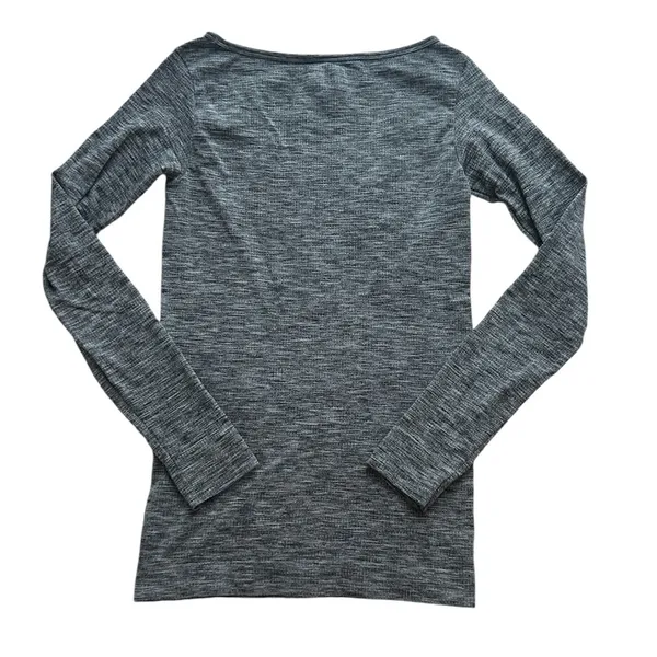 ATHLETA Gray Womens Small Seamless Long Sleeves Athletic Top Heathered Boat Neck - Image 3