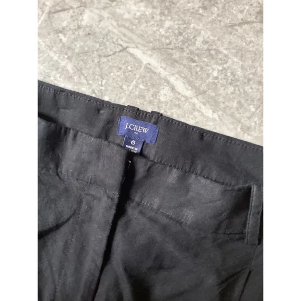 J.Crew Black Linen Blend Wide Leg Trousers Pants BY754 Womens 6 - Image 3