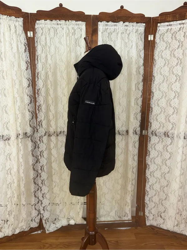 Nice Calvin Klein Sherpa Hood Black Puffer Jacket - Image 2