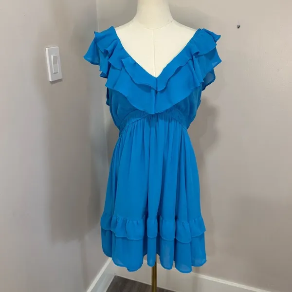 Abercrombie & Fitch Blue Ruffle Dress Large‎ Tall - Image 2