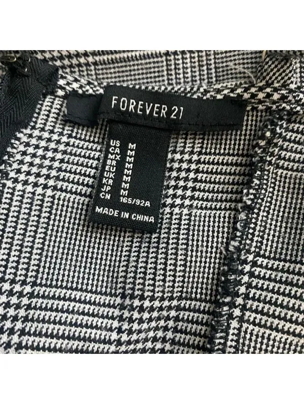 Forever 21 Black White Plaid Mini Dress Size M Sleeveless Houndstooth Check - Image 3