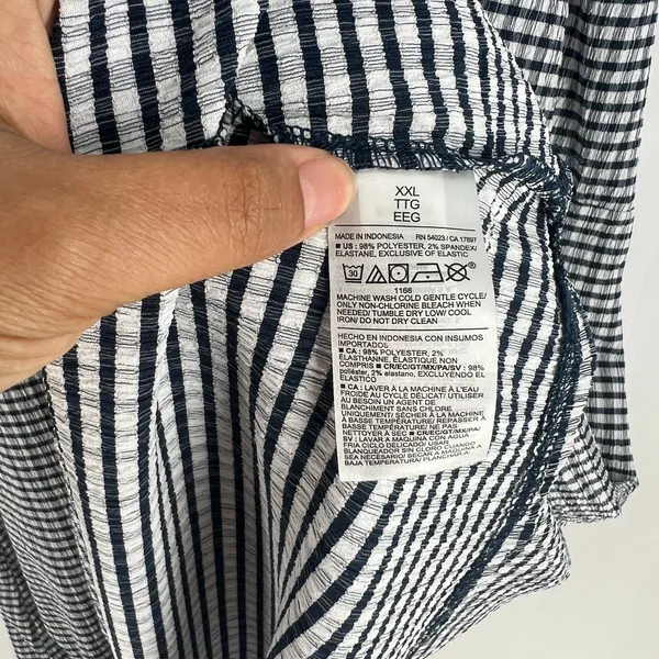 Old Navy Poplin Maxi Dress Womens 2XL Navy White Check‎ Stretch Square Neck - Image 7