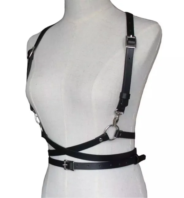 Black Punk O Ring Harness Rave Bondage New - Image 5