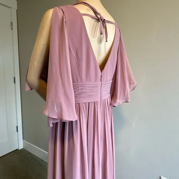 Azazie Temeka Vintage Mauve A-Line Ruched Chiffon Dress - Image 11