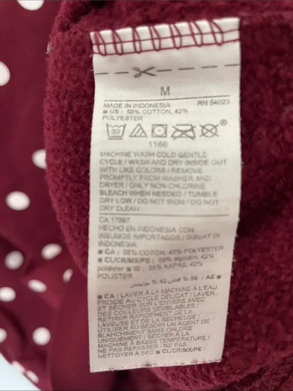 Old Navy Maroon Polka Dot Crewneck Sweatshirt Medium - Image 4