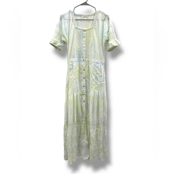 LoveShackFancy Edie Dress Women’s Size Medium Green Blue Tie Dye Midi‎ - Image 2