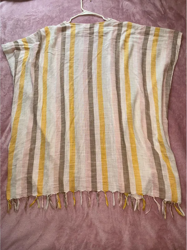 Aerie Striped Beach Cover-up Kimono with Tassel Hem One Size - Image 3