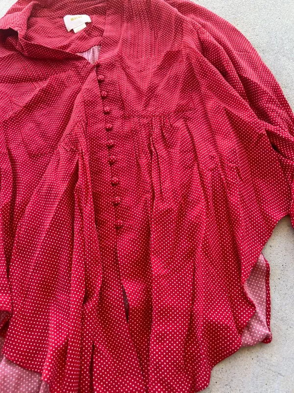 Anthropologie Maeve Matilda Polka Dot Blouse Button‎ Front Red White Size S - Image 11