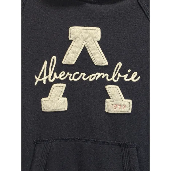Abercrombie Sweatshirt‎ Hoodie Size Sm Long Sleeve Embroidery Logo Navy/White - Image 2