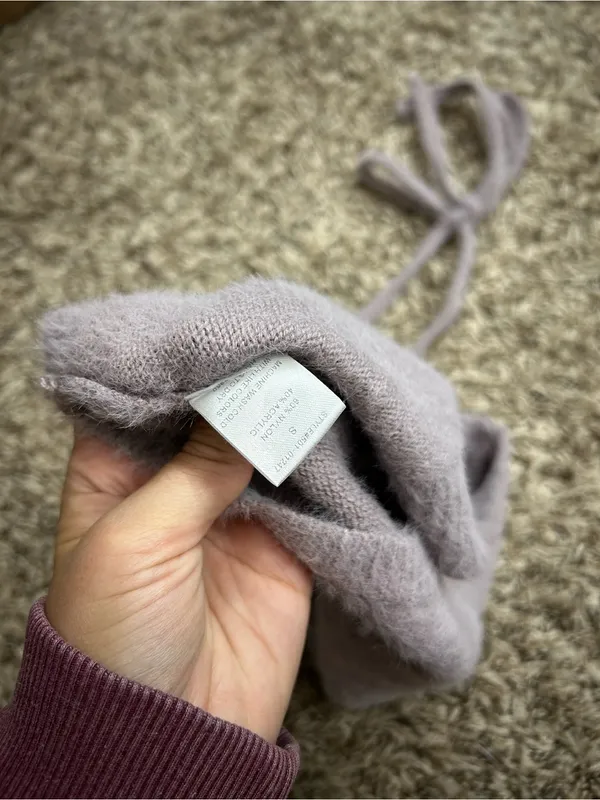 Pretty Garbage Fuzzy Soft Knit Halter Crop Top in Pale Mauve Sz S - Image 4