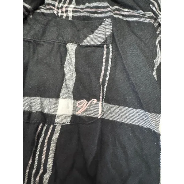 Victorias Secret Size Small Plaid Button Up Longsleeve Pajama Top Black‎ White - Image 5