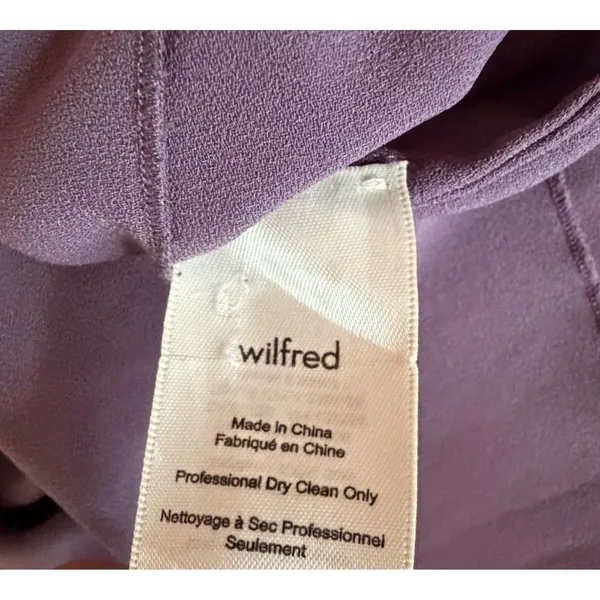 Wilfred Aritzia Nuit Blouse Purple Sleeveless V-Neck Draped High Low Hem Small - Image 5