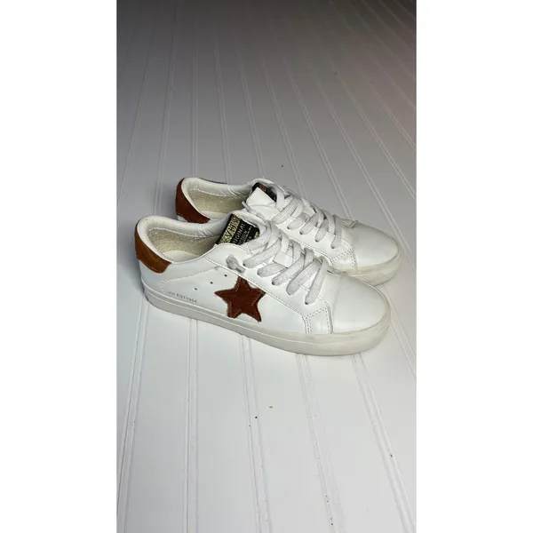 Vintage Havana Gadol White Leather Brown Calf Hair Star Sneakers Low Top Shoes - Image 6