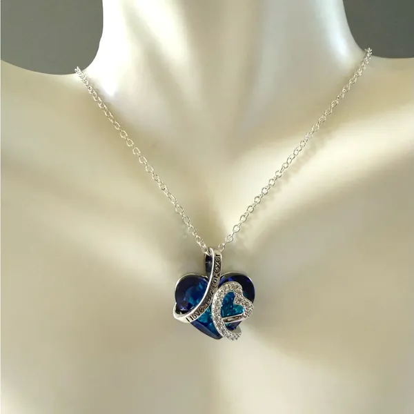Sterling Silver Heart Topaz Colored Pendant W/ Sterling Plate Chain - Image 3