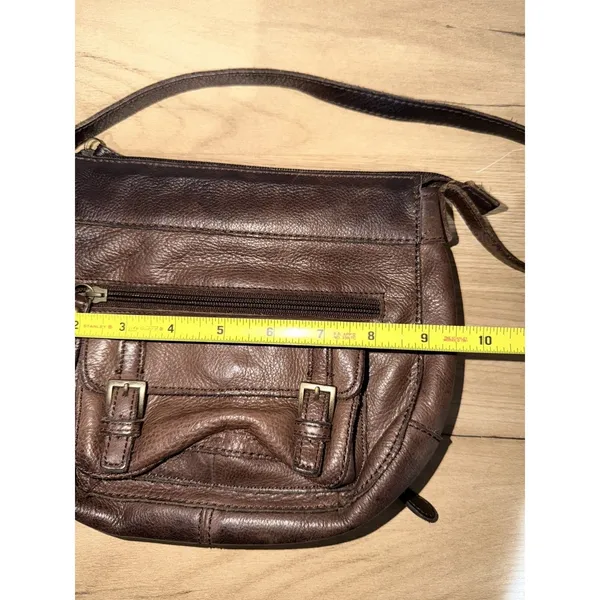 Vintage Fossil Brown Pebbled Leather Shoulder Handbag Y2K F‎ - Image 6