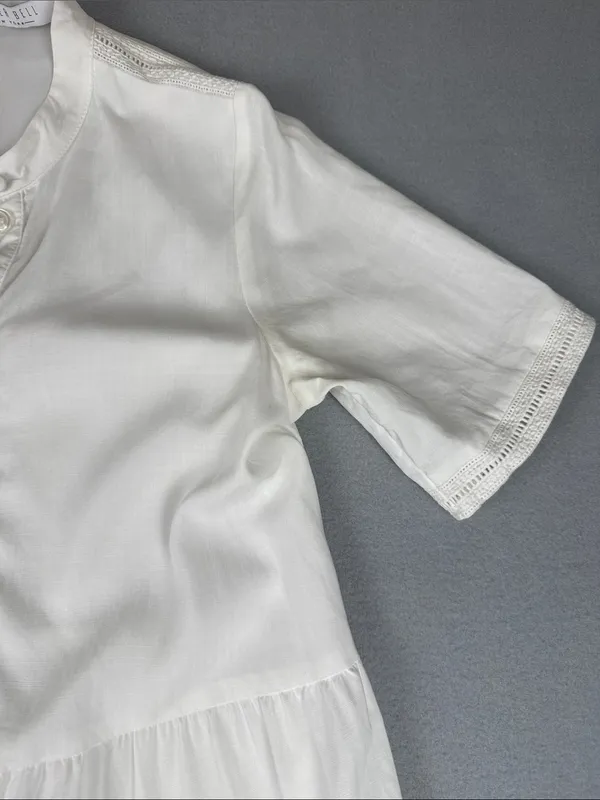 HUNTER BELL White Tiered Button-Front Maxi Dress (FLAWED)
Size: Small - Image 4