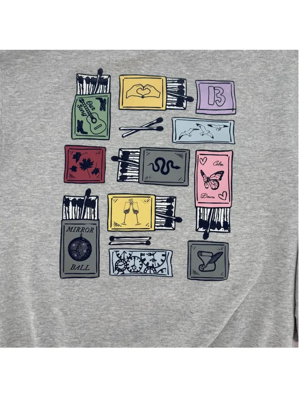 Taylor Swift Eras Tour Sweatshirt Matchbox Graphic Gray Crewneck Swiftie Medium - Image 5