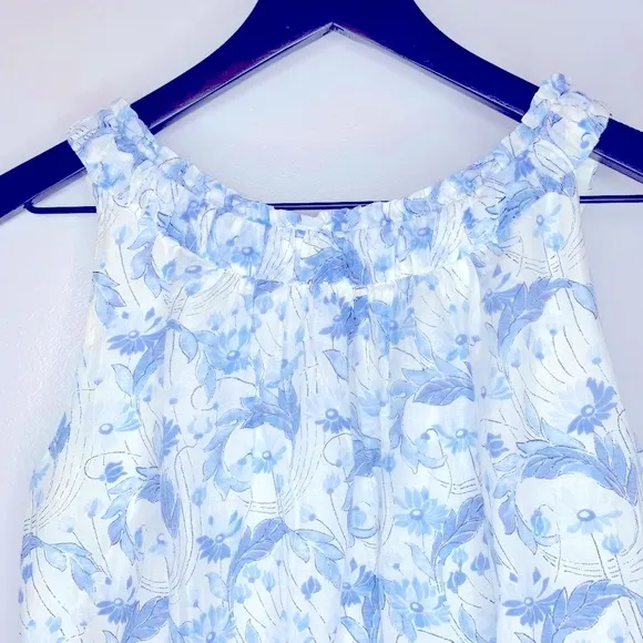 Zara Basic Blue and White Sleeveless Floral Dress‎ Size M - Image 5