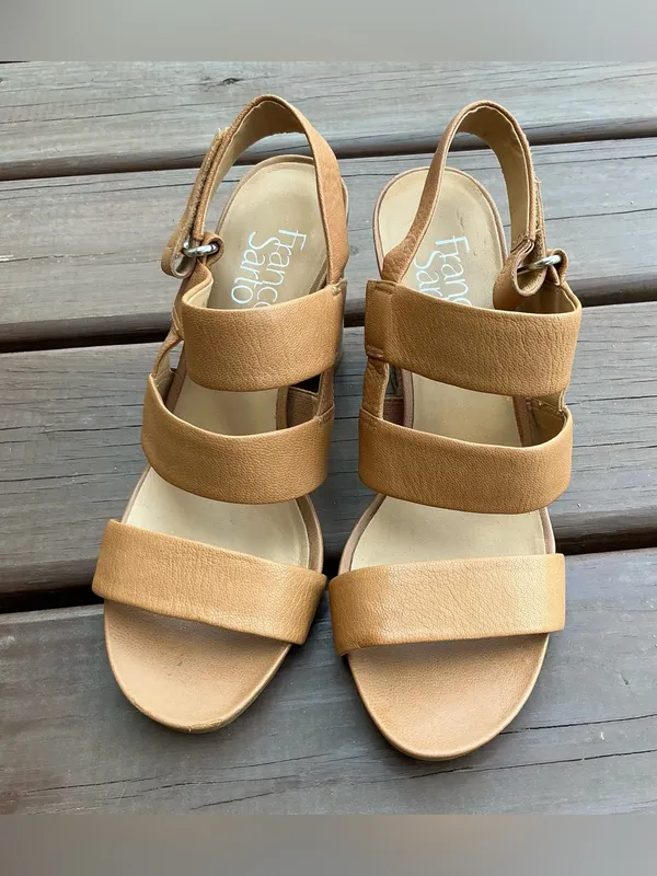 Franco Sarto Tan Strappy Block Heel Sandals🌷🌷 - Image 15