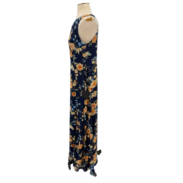 Lulus Elegant Admiration Floral One Shoulder Maxi Dress Navy Blue Size M NWT - Image 8