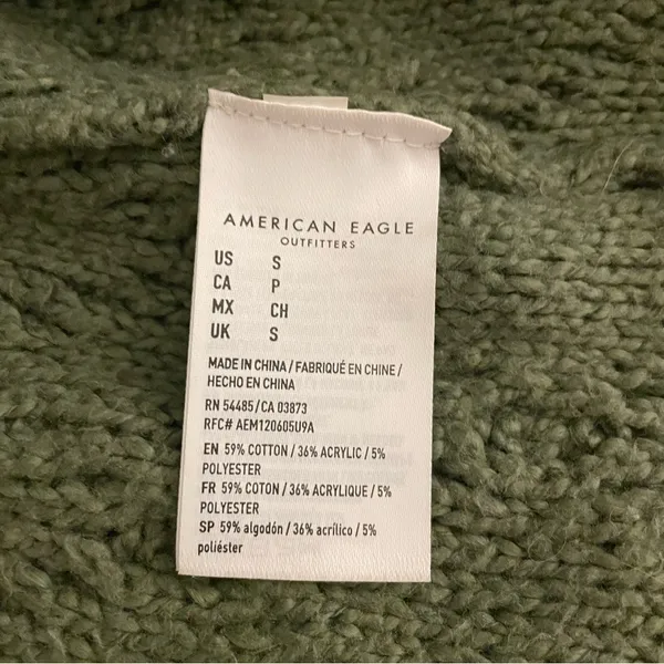 American Eagle Cable Knit Long Sleeve Cropped Sweater, Green, Size S, EUC - Image 5