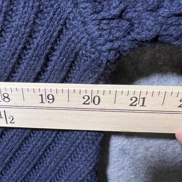 J.Crew Navy Blue‎ 100% Wool Sweater Bobble Diamond Cable Knit Crewneck Medium - Image 3