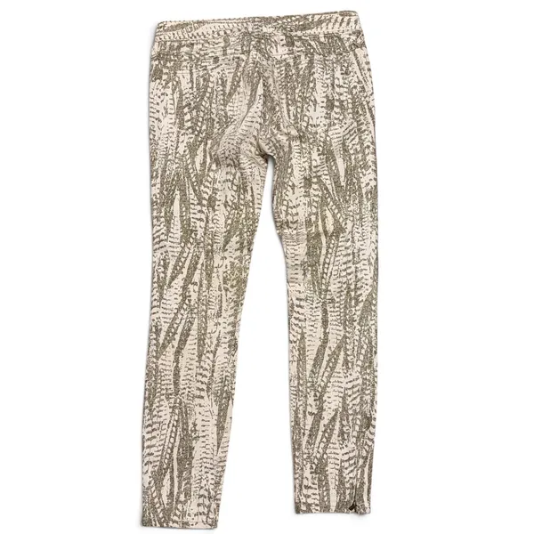 Free People Olive Green Abstract Feather Print Ankle Zip Skinny Jeans Size 26 - Image 3
