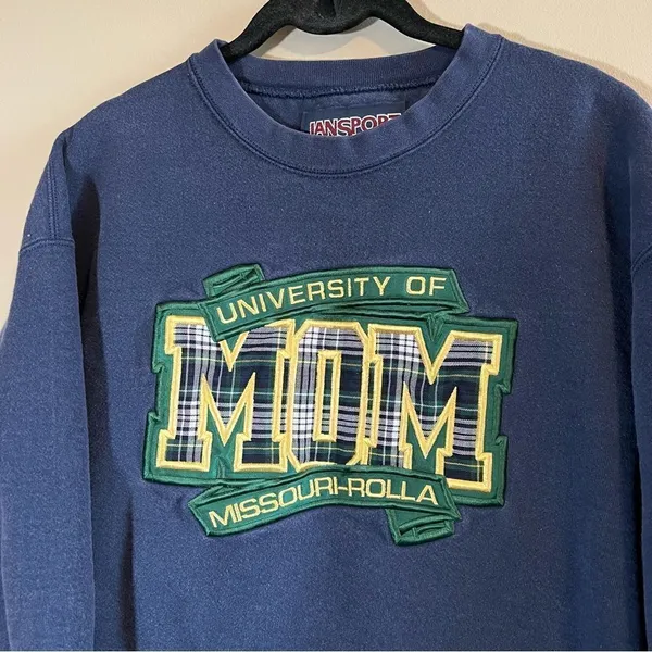 ✨‎ Vintage Jansport University of Missouri Rolla Mom Blue Sweatshirt Large - Image 2