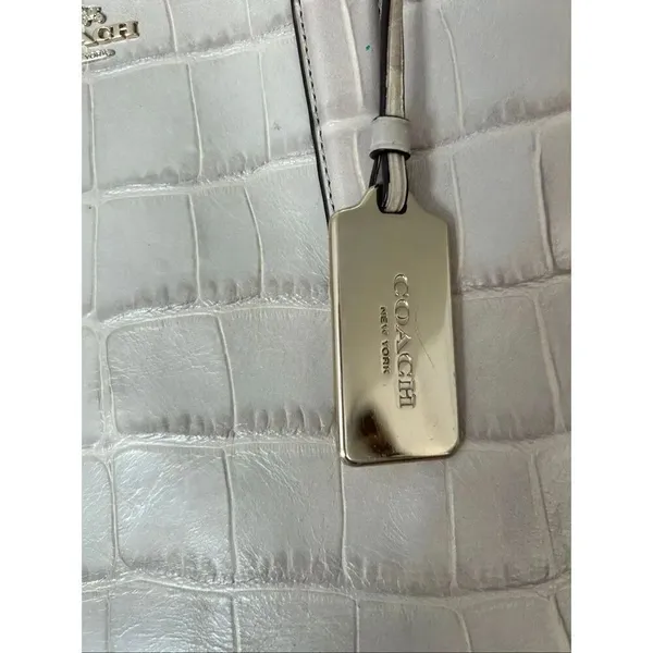 Coach Embossed Crocodile Crosby Bag leather bag no strap gray tan color - Image 2