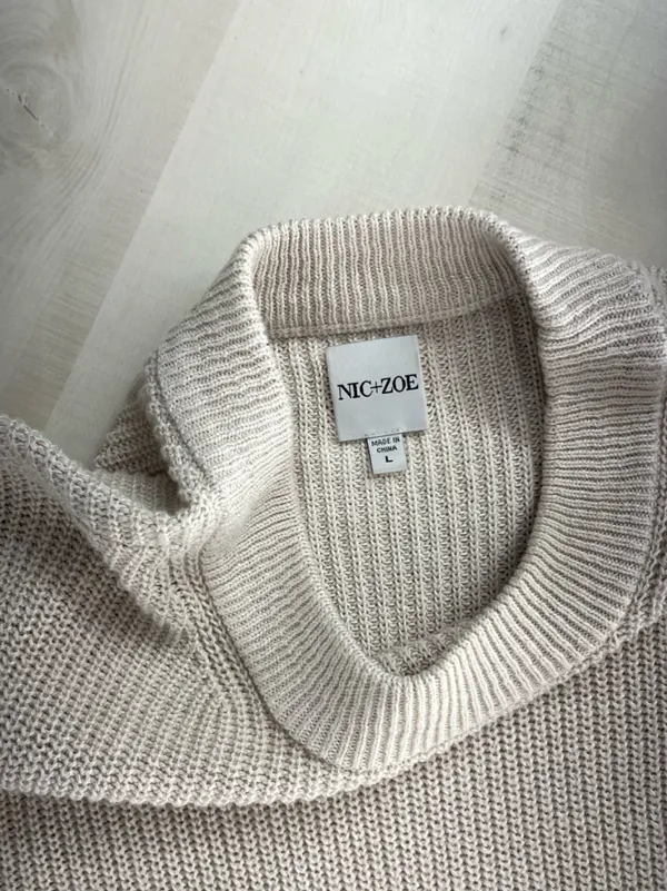 nwot NIC+ZOE cotton beige tan sweater top - Image 2