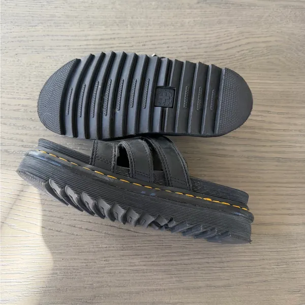 Dr. Martens Women’s Black Leather Buckle Slides - Image 5