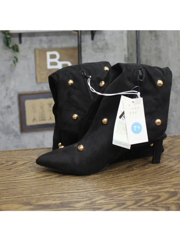 A New Day Womens Justice Boots Faux Suede Studded 94568942 Jet Black 7.5M - Image 8