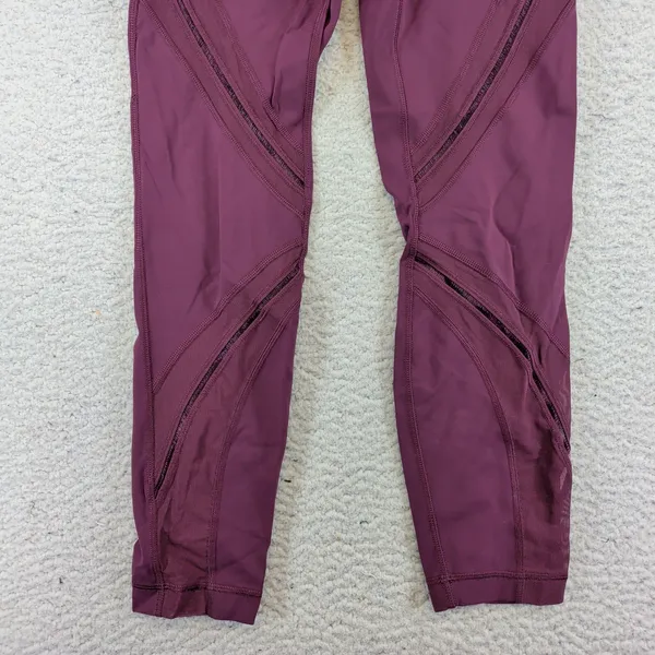Lululemon High‎ Times Pant Vented Metta Purple Mesh Reflective Leggings Womens 6 - Image 4
