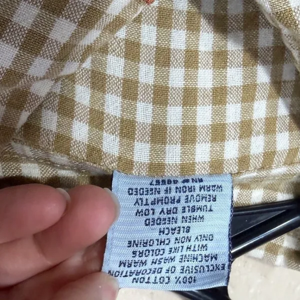 Cascade Blues Womens M Gingham Embroidered Button Up‎ Shirt 3/4 Sleeve Top - Image 5