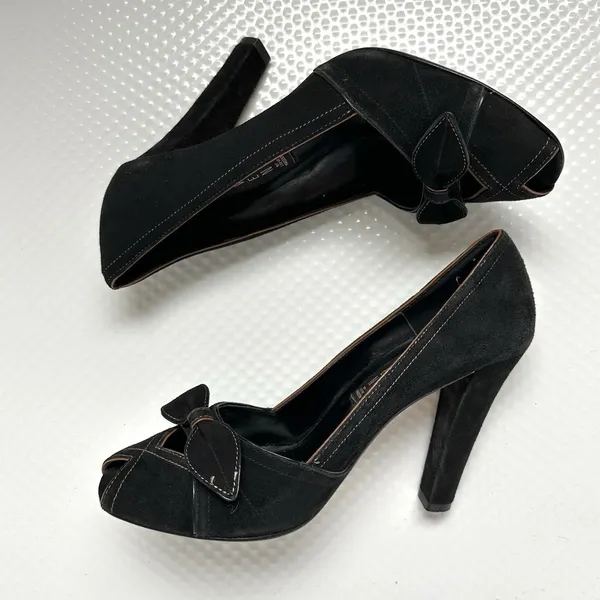 Steve Madden 4” Heel Women’s 8 Black Peep Toe Goth Vamp Dark Romantic Academia - Image 3