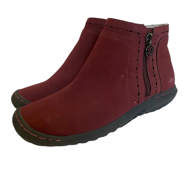 Jbu Memory Foam Do Juno Women Sz 7‎ M Burgundy Ankle Length Zip Up Chelsea Boots - Image 5