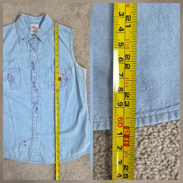 Vtg 90s Disney Store Winnie the Pooh Embroidered Chambray Shirt Button Up Sz M - Image 11
