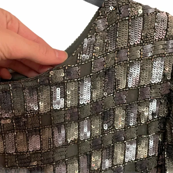 Retrofête Delilah Sequin Mini Dress Gunmetal Pewter Grey Silver - Image 7
