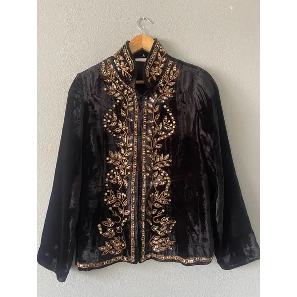 Soft Surroundings Velvet Embroidered Jacket - Image 4