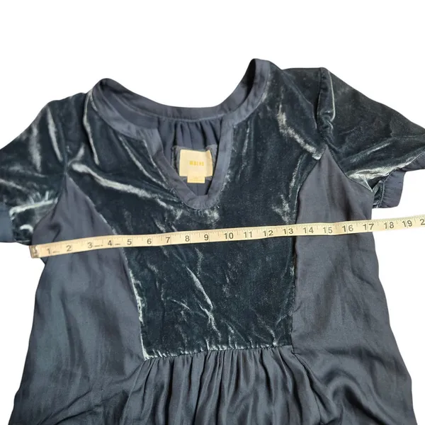Anthropologie Maeve Blue Velvet Ingrid‎ Mini Tunic Dress Size: SP - Image 5