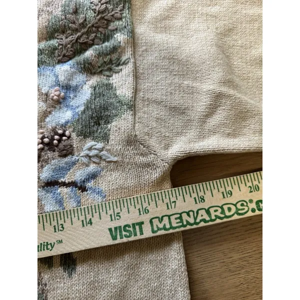 JANTZEN Petite Hand Embroidered Floral Sweater‎ Size Small Floral Grandmacore - Image 5