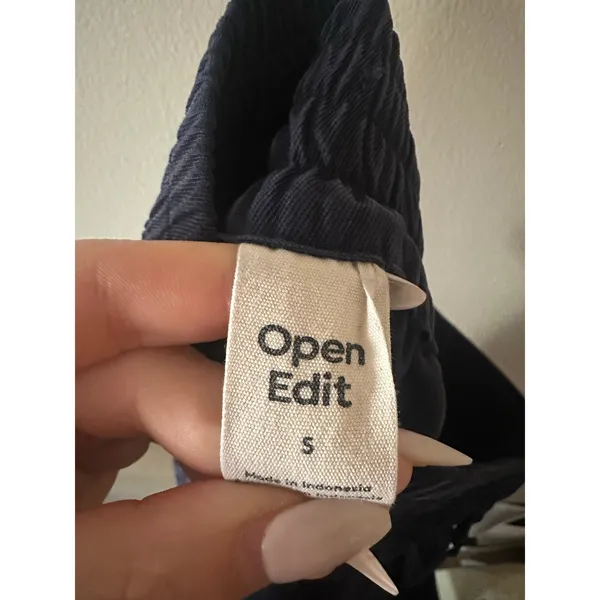 OPEN EDIT Drawstring Wide Leg Pants In Navy Blazer Size S - Image 7