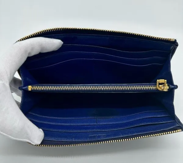 Miu Miu Navy Continental Leather Wallet - Image 10