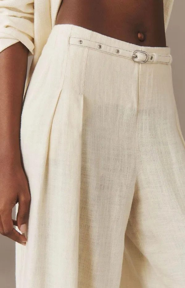 Anthropologie Linen Blend City Beach Trouser Pants, Size 6 - Image 4