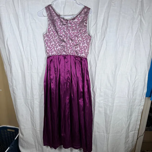 Vtg German Trachtenpoint dirndl Dress 34/XS Purple Lace Up Oktoberfest Cosplay - Image 6