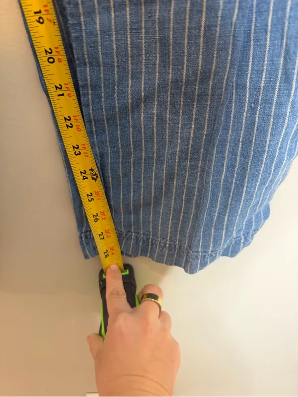 Vintage Lauren Ralph Lauren Linen Pants Womens M Blue Stripe Drawstring Y2K - Image 8